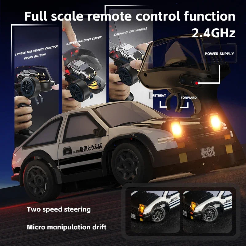 RC Drift Car 1/64 AE86 Mini Desktop Remote Control 2.4G 4WD Off-road Drifting Racing Vehicle Electric Toy Boys Cars