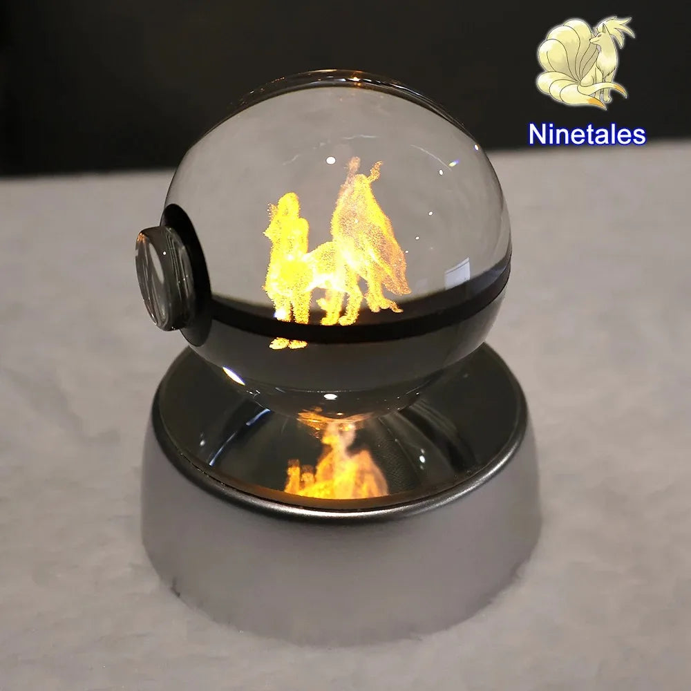 Pokemon 3D Crystal Ball Pikachu Gengar Mew Mewtwo Figurines Lamp
