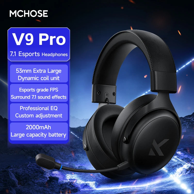 MCHOSE V9 pro E-Sports Headset with Microphone Tri-Mode Wireless 7.1 Channel Surround