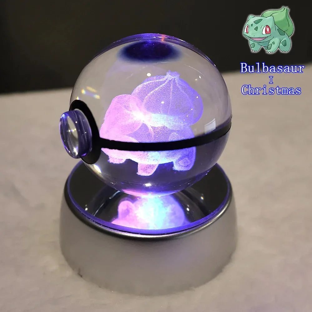 Pokemon 3D Crystal Ball Pikachu Gengar Mew Mewtwo Figurines Lamp