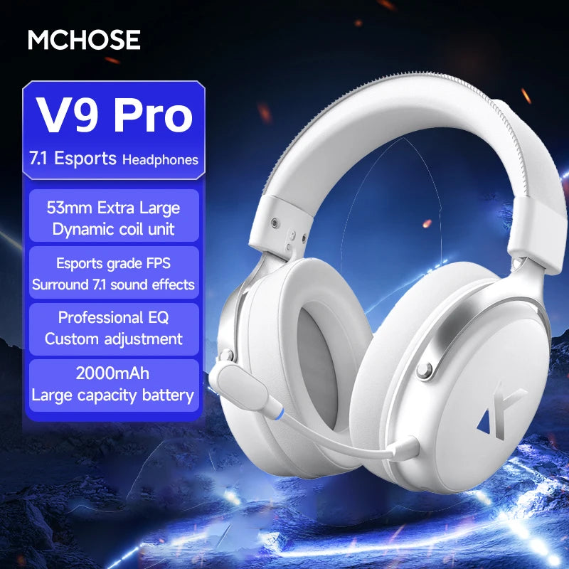 MCHOSE V9 pro E-Sports Headset with Microphone Tri-Mode Wireless 7.1 Channel Surround