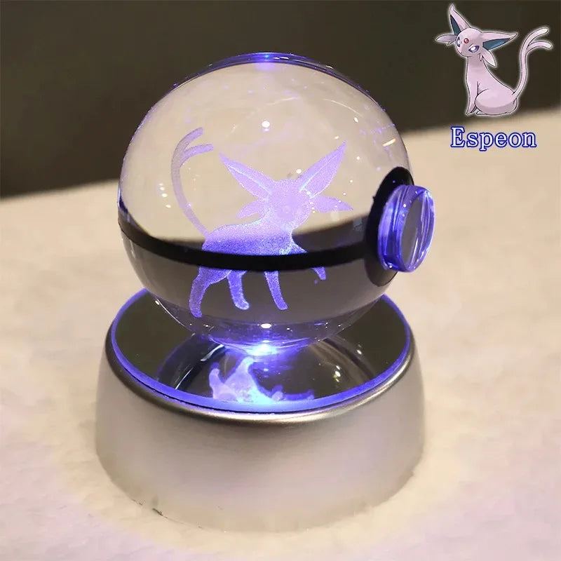 Pokemon 3D Crystal Ball Pikachu Gengar Mew Mewtwo Figurines Lamp