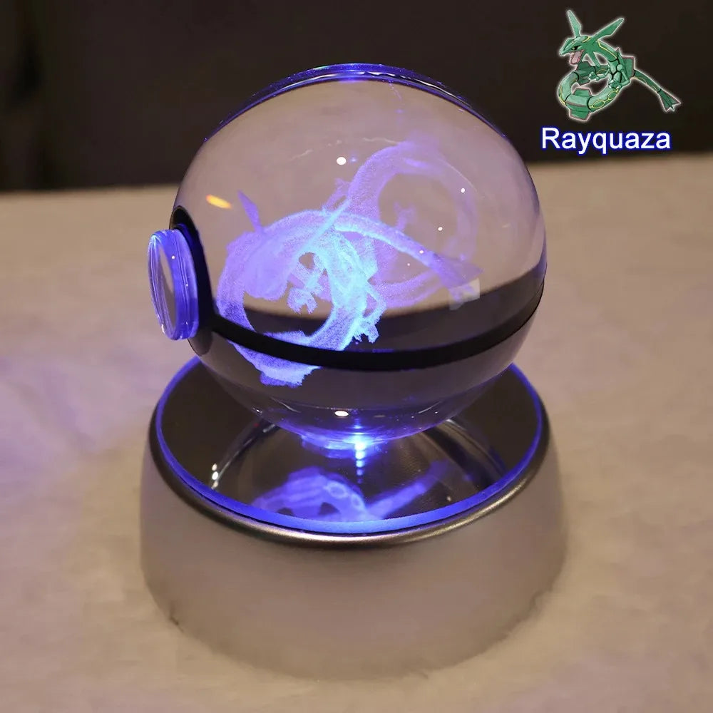 Pokemon 3D Crystal Ball Pikachu Gengar Mew Mewtwo Figurines Lamp