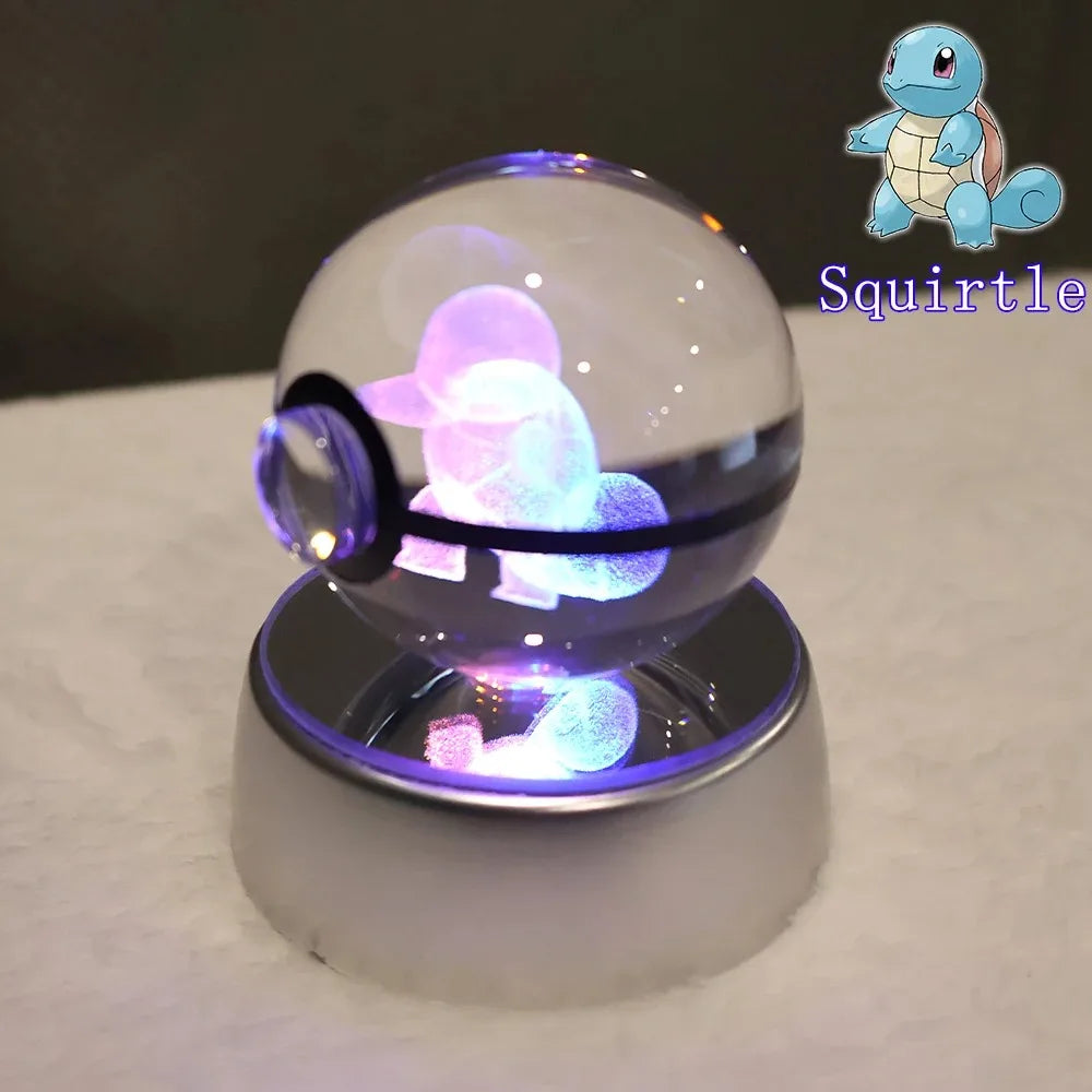 Pokemon 3D Crystal Ball Pikachu Gengar Mew Mewtwo Figurines Lamp