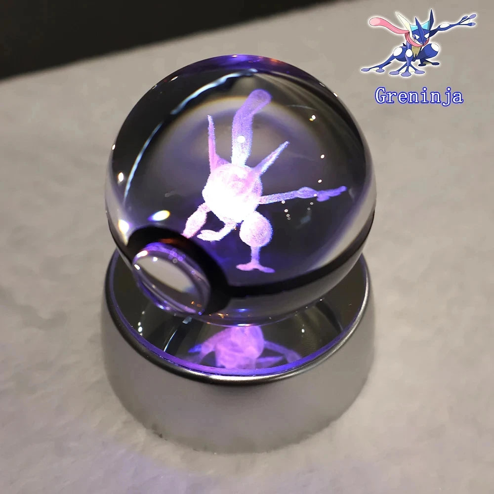 Pokemon 3D Crystal Ball Pikachu Gengar Mew Mewtwo Figurines Lamp