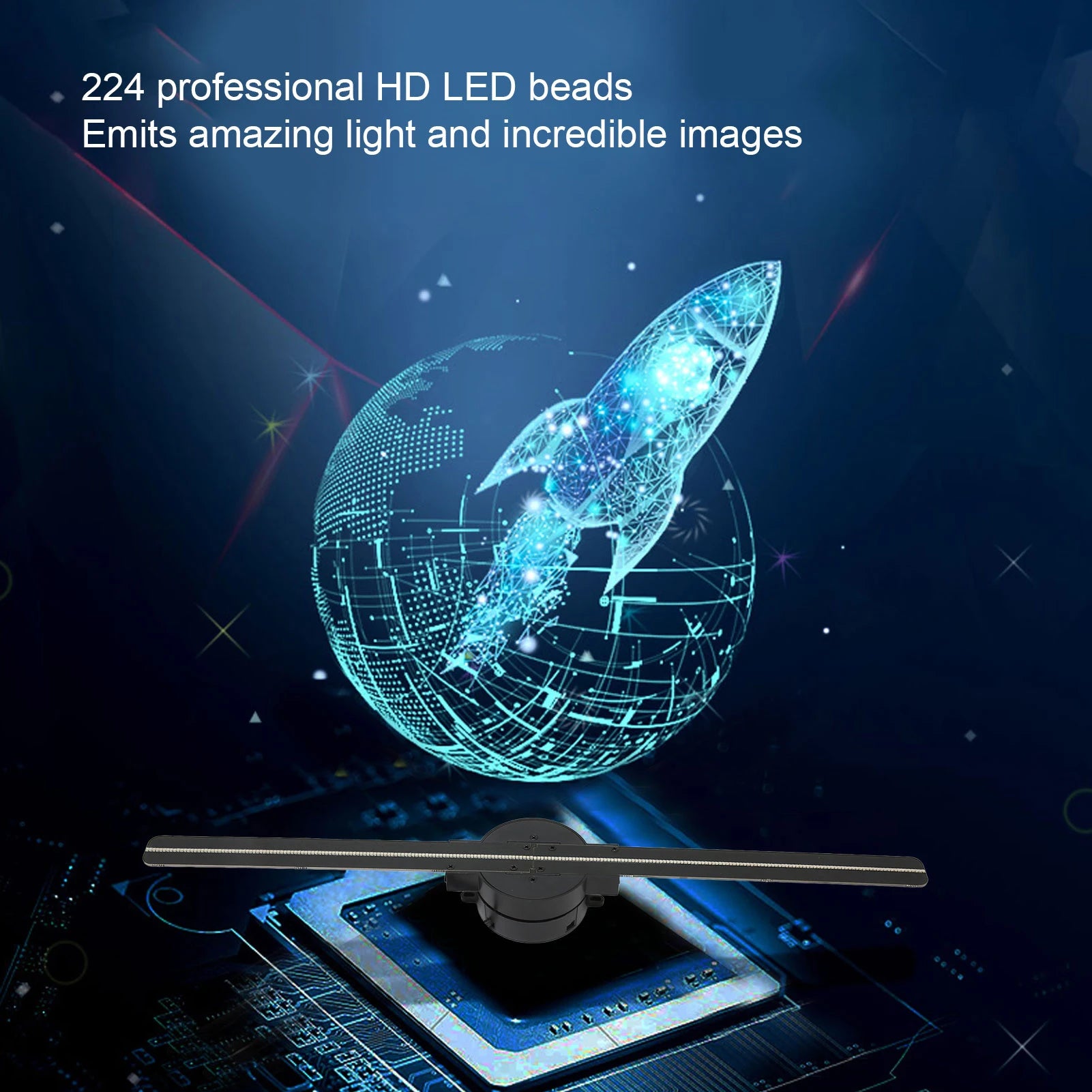 3D Hologram Fan 16.5in 2000x224 WiFi 3D Projector with 224 LED Light Beads for Business Store Advertising