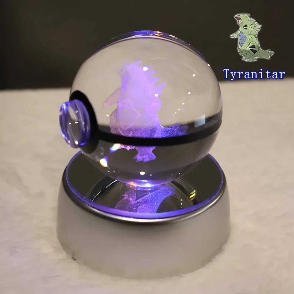 Pokemon 3D Crystal Ball Pikachu Gengar Mew Mewtwo Figurines Lamp