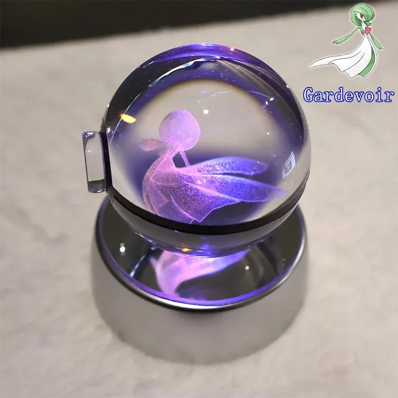 Pokemon 3D Crystal Ball Pikachu Gengar Mew Mewtwo Figurines Lamp