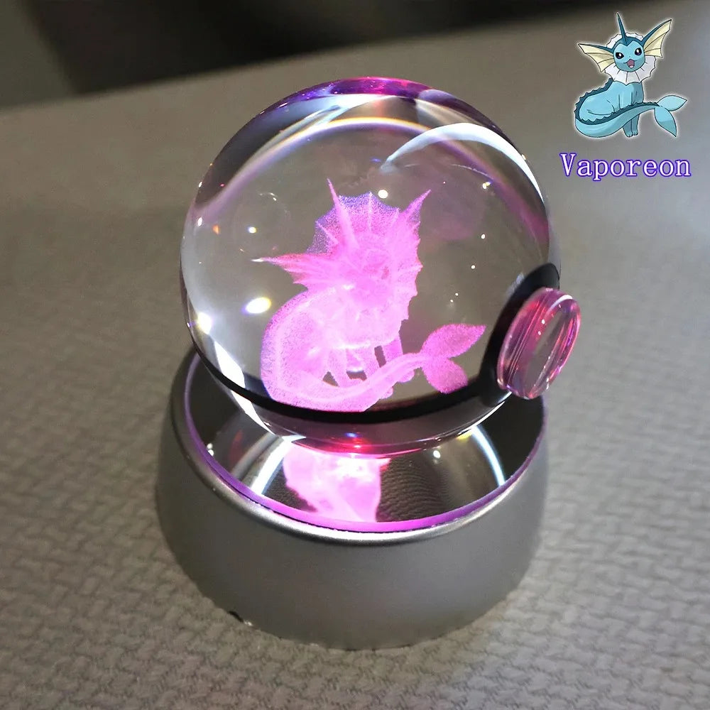 Pokemon 3D Crystal Ball Pikachu Gengar Mew Mewtwo Figurines Lamp