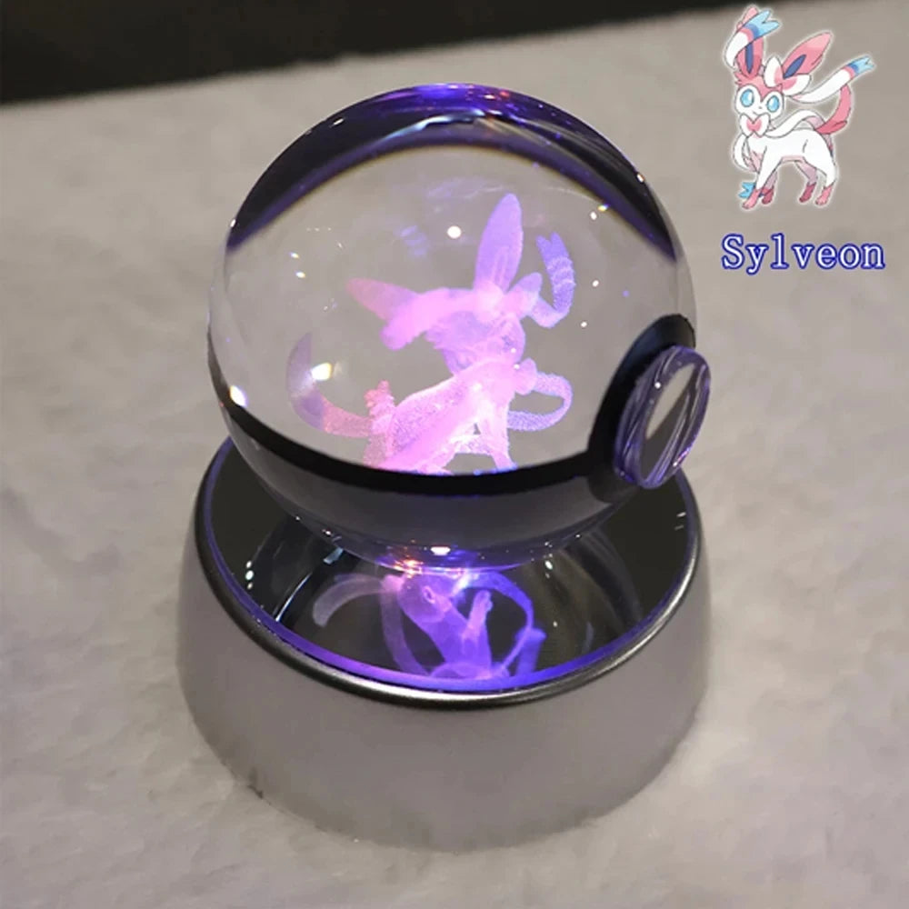 Pokemon 3D Crystal Ball Pikachu Gengar Mew Mewtwo Figurines Lamp