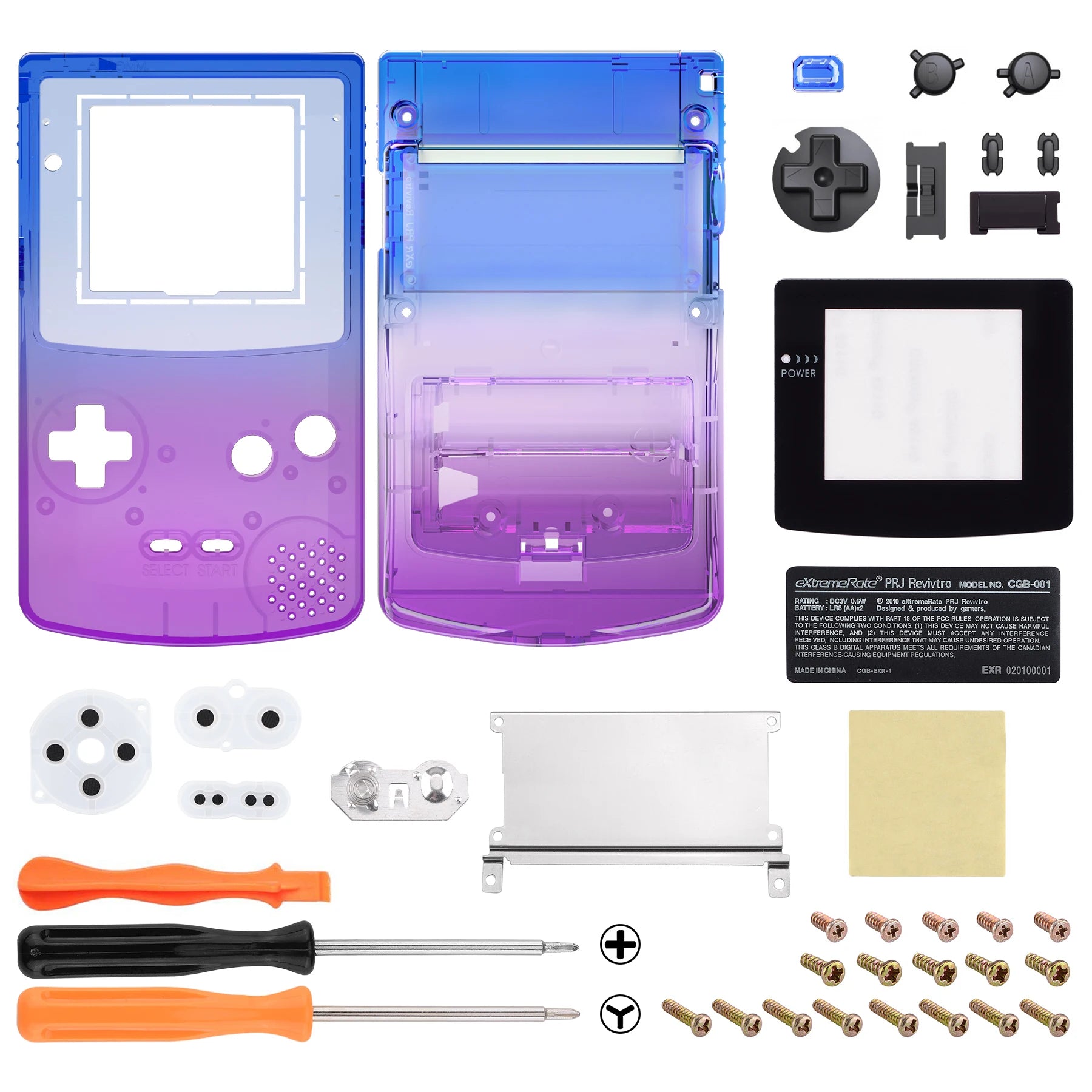 IPS Ready Upgraded Gradient Full Housing Cover Shell with Buttons for Gameboy Color for GBC - Fit for GBC OSD IPS