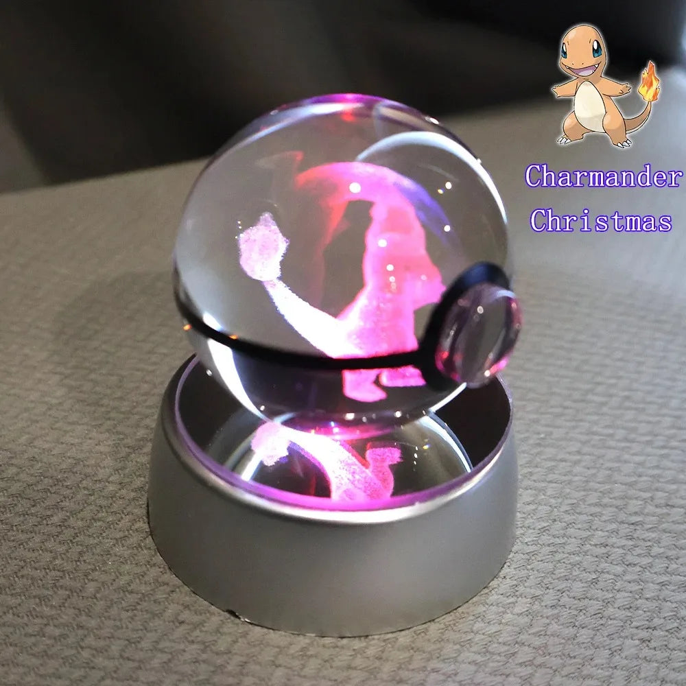 Pokemon 3D Crystal Ball Pikachu Gengar Mew Mewtwo Figurines Lamp