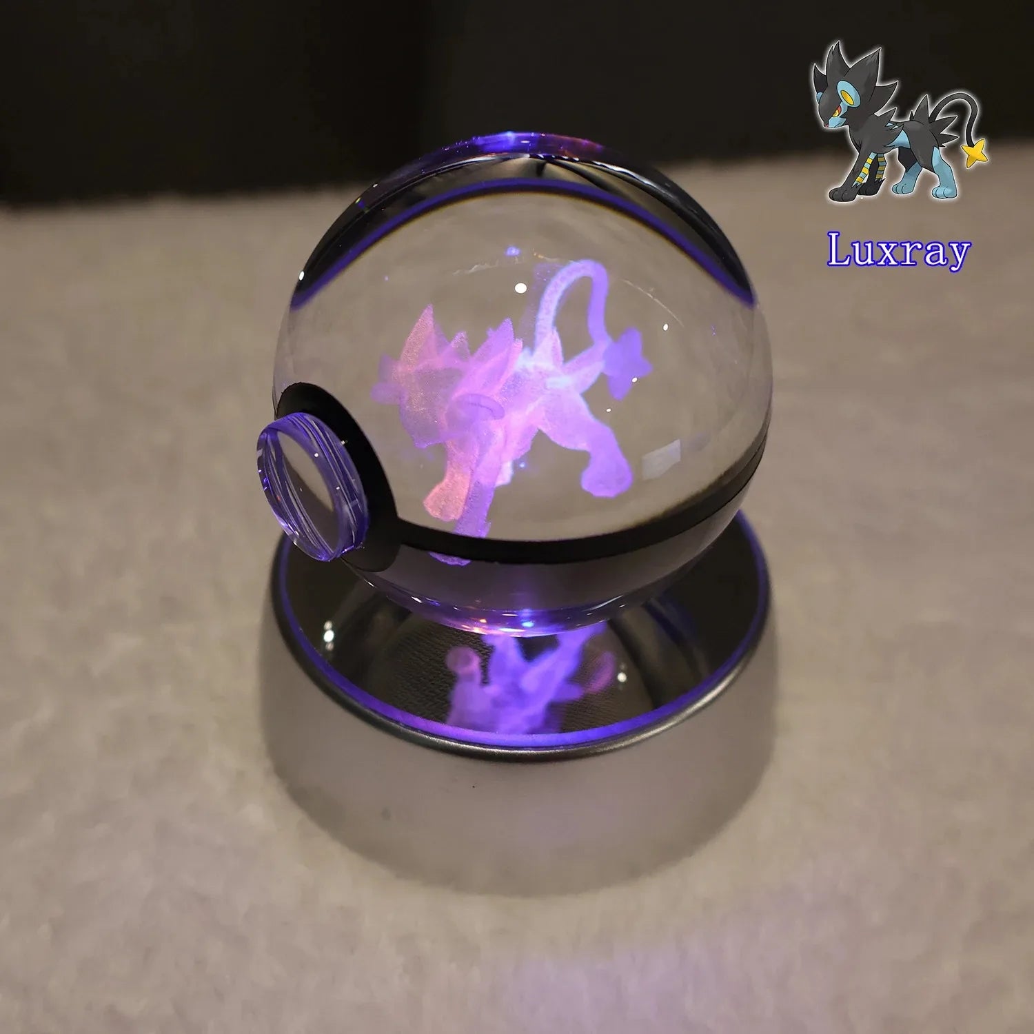 Pokemon 3D Crystal Ball Pikachu Gengar Mew Mewtwo Figurines Lamp
