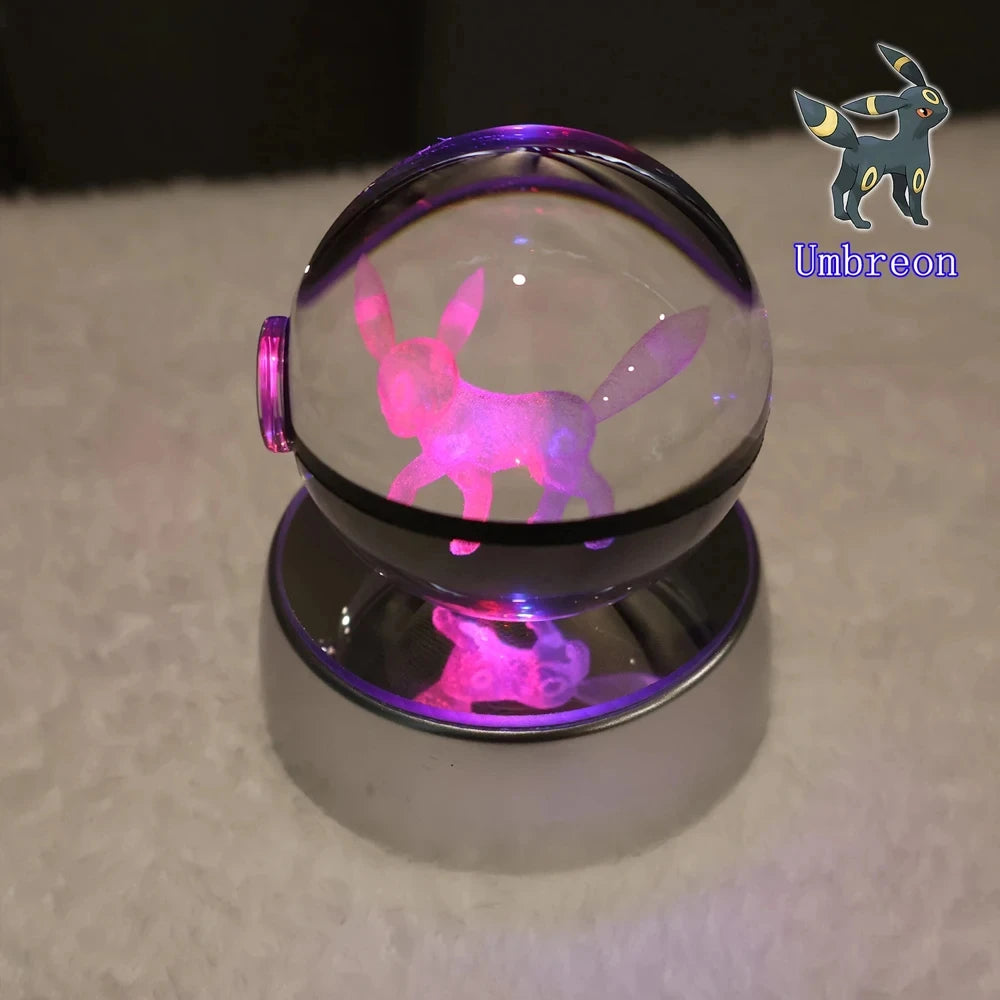 Pokemon 3D Crystal Ball Pikachu Gengar Mew Mewtwo Figurines Lamp