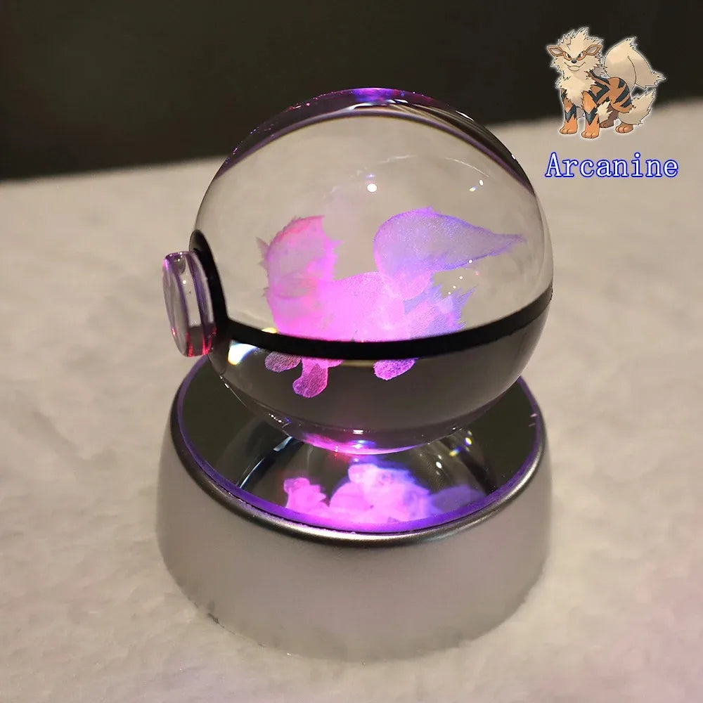 Pokemon 3D Crystal Ball Pikachu Gengar Mew Mewtwo Figurines Lamp