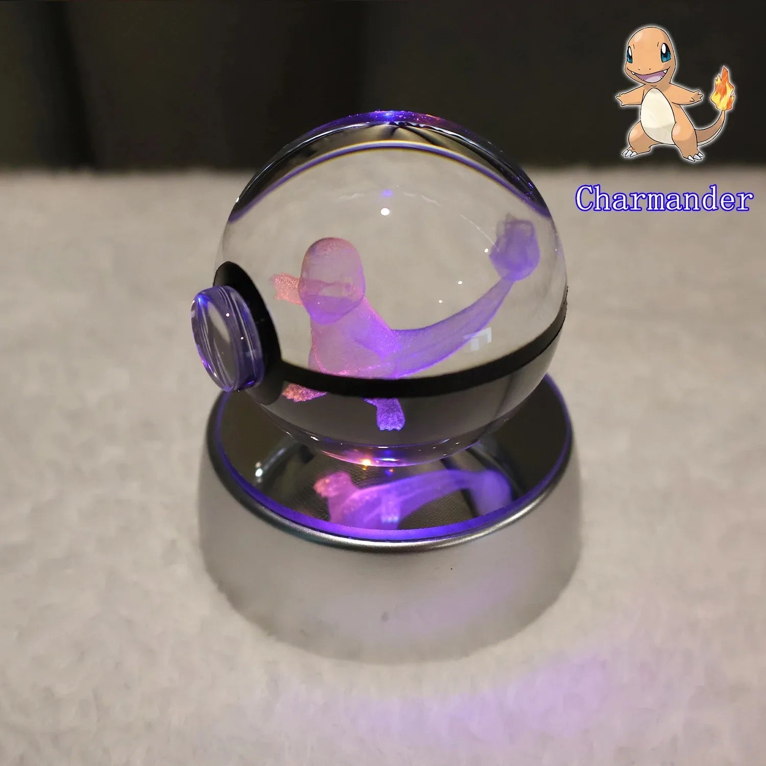 Pokemon 3D Crystal Ball Pikachu Gengar Mew Mewtwo Figurines Lamp