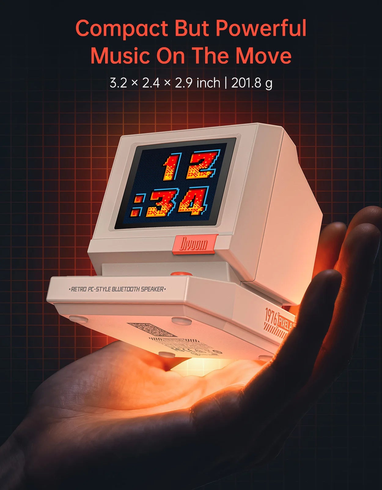 Divoom MiniToo Retro Bluetooth Speaker Portable Pixel Display Music Box Retro Computer Style Speaker Gift