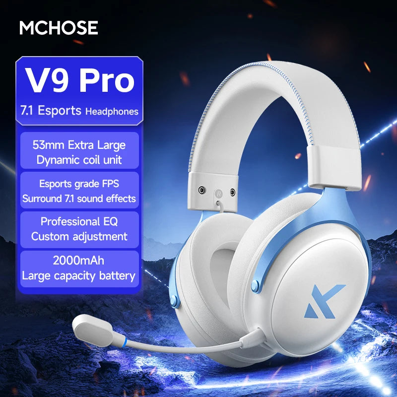 MCHOSE V9 pro E-Sports Headset with Microphone Tri-Mode Wireless 7.1 Channel Surround