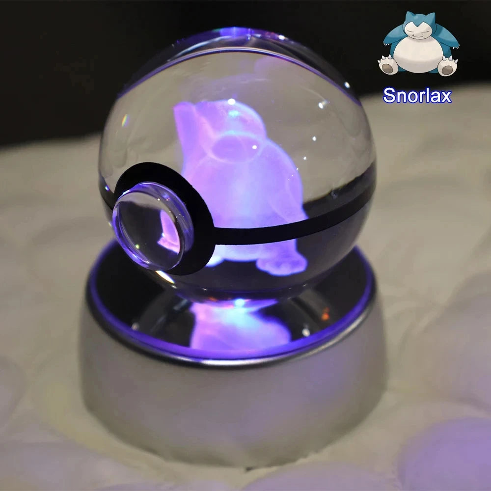 Pokemon 3D Crystal Ball Pikachu Gengar Mew Mewtwo Figurines Lamp