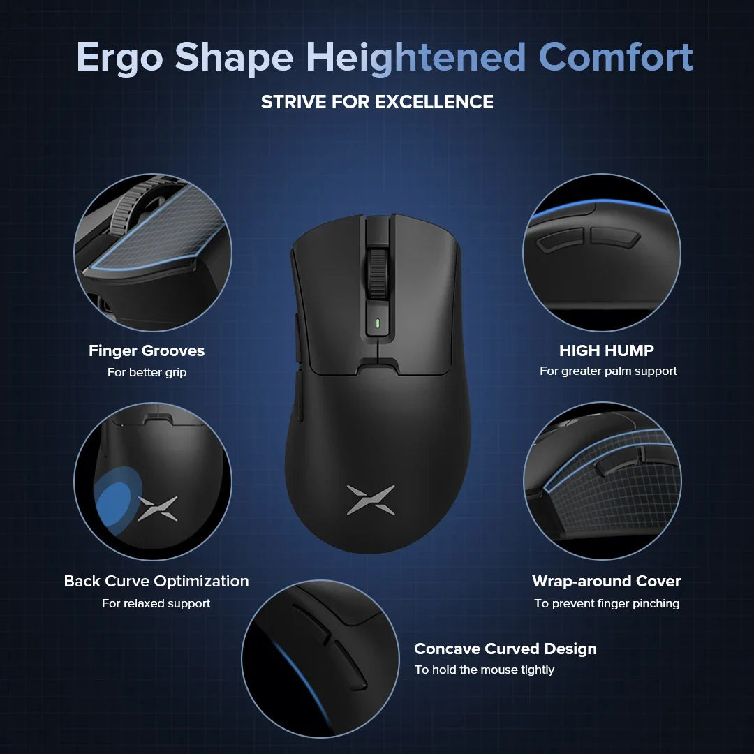 Delux M900 SE Wireless Gaming Mouse Ergonomic Mice PAW3311 12000DPI Lightweight 63g for Right Big Hands PC Laptop Gamer