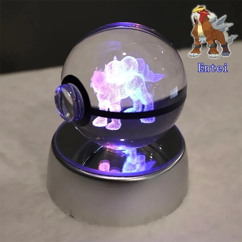 Pokemon 3D Crystal Ball Pikachu Gengar Mew Mewtwo Figurines Lamp