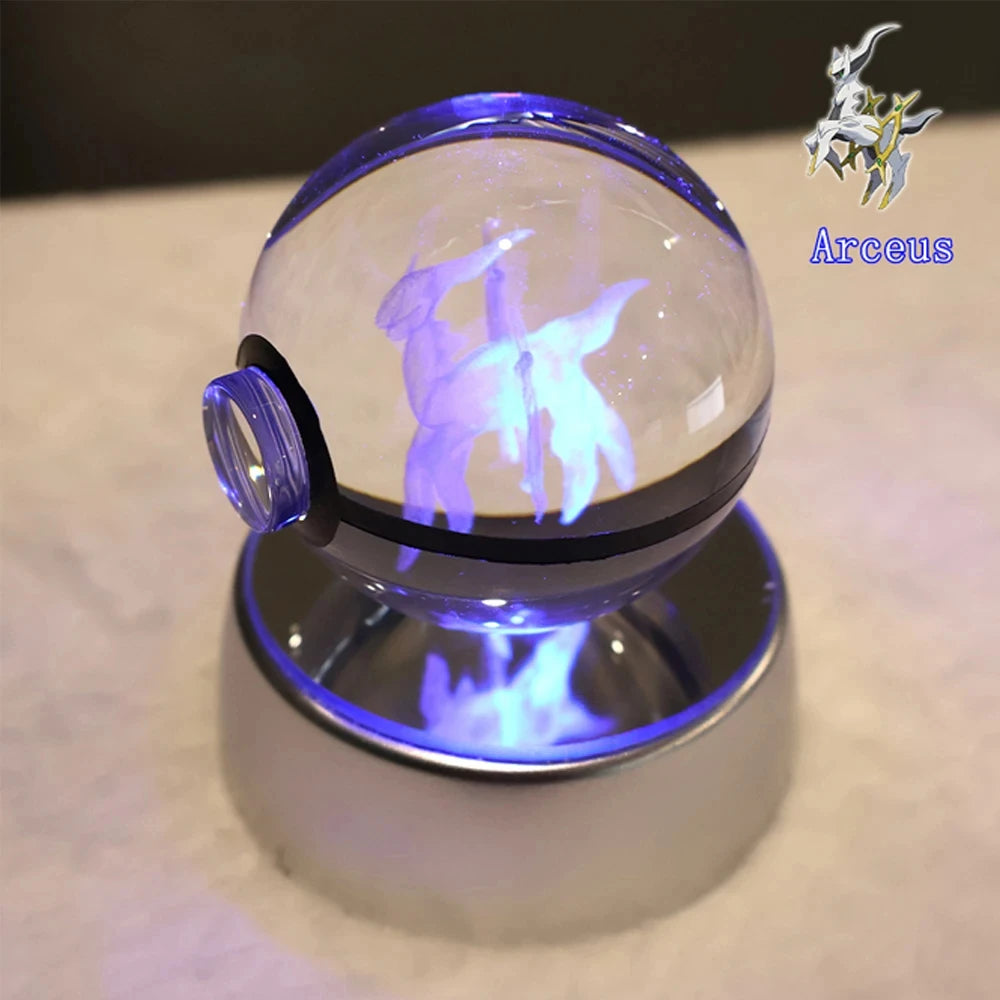 Pokemon 3D Crystal Ball Pikachu Gengar Mew Mewtwo Figurines Lamp