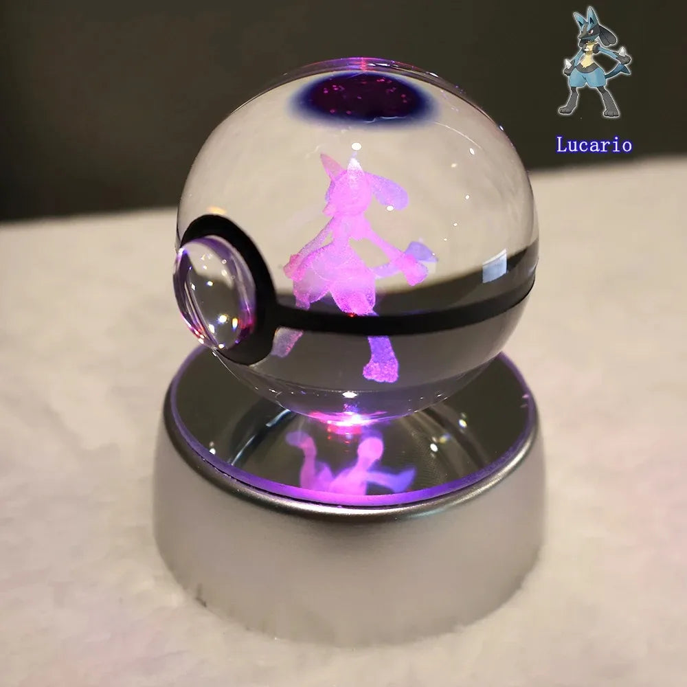 Pokemon 3D Crystal Ball Pikachu Gengar Mew Mewtwo Figurines Lamp