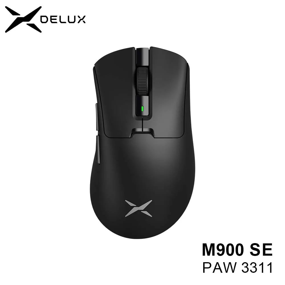 Delux M900 SE Wireless Gaming Mouse Ergonomic Mice PAW3311 12000DPI Lightweight 63g for Right Big Hands PC Laptop Gamer